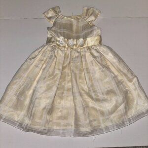 Purple Rose Girls Pale Yellow Dress Size 5 Easter plaid flowers EUC